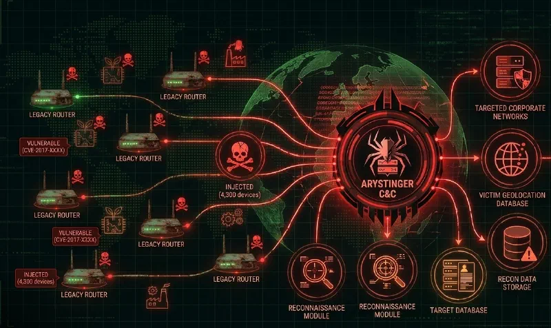 AryStinger — The Botnet Turning Decade-Old Routers Into Covert Reconnaissance Infrastructure for Attackers
