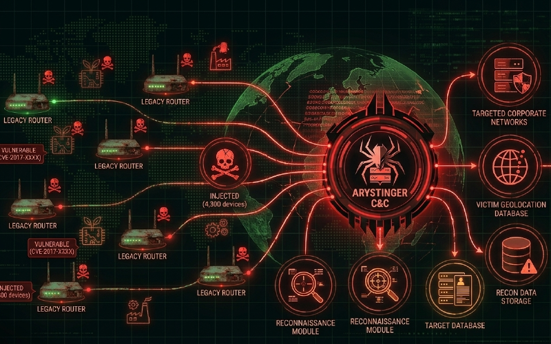 AryStinger — The Botnet Turning Decade-Old Routers Into Covert Reconnaissance Infrastructure for Attackers